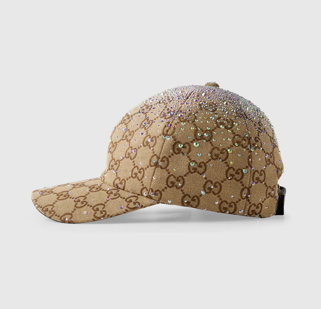 Cappellino da baseball in tessuto GG con cristalli