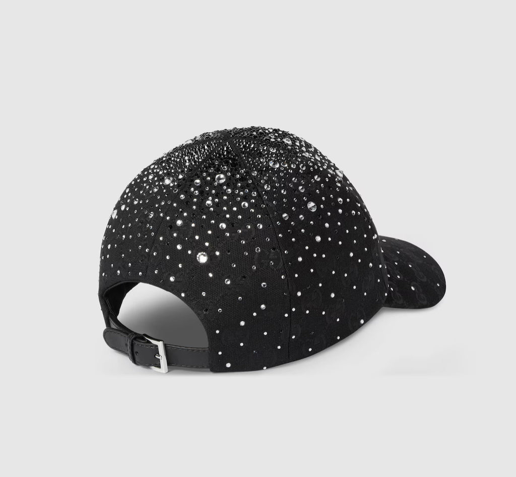 Cappellino da baseball in tessuto GG con cristalli
