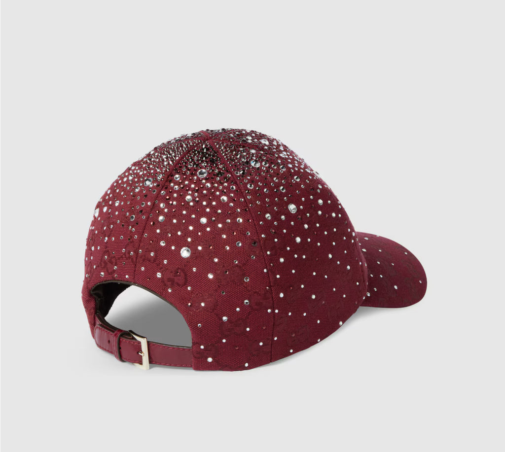 Cappellino da baseball in tessuto GG con cristalli